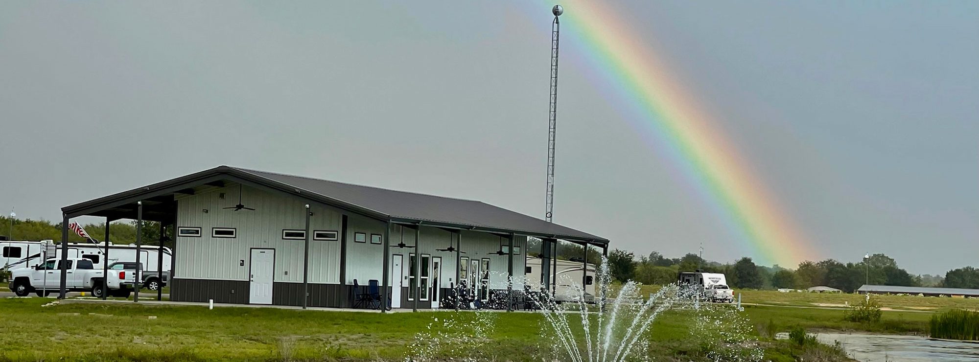 Beautiful rainbow over Hardy's Landing RV Park in College Station, Texas.