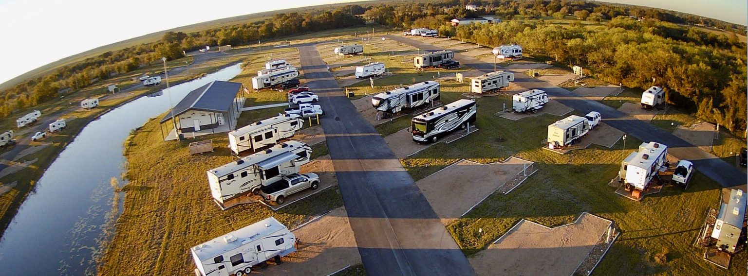 A bird's eye view of Hardy's Landing RV Park in College Station