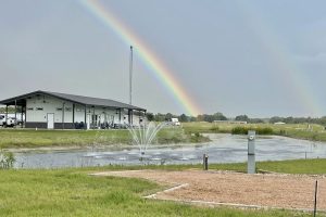 Double rainbow shining over RV Park Bryan Texas.