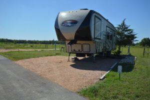 A parked RV at Hardy's Landing.