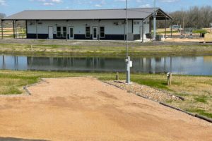 A ground view of the main building at Hardy's Landing RV Parks College Station and RV Park Bryan Texas.