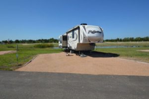 A parked RV at Hardy's Landing.