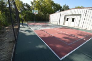 Tennis courts at Hardy's Resort RV Park in College Station, Texas.