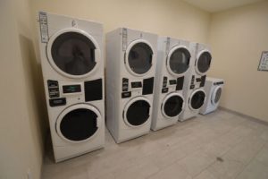 Large laundry room at Hardy's Resort RV Park in College Station, Texas.